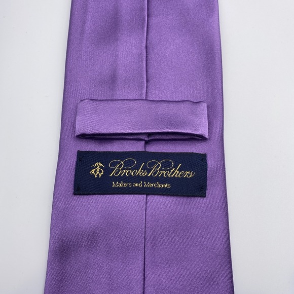Brooks Brothers Makers And Merchants Mens NeckTie Silk Solid Purple 59" - Picture 3 of 3